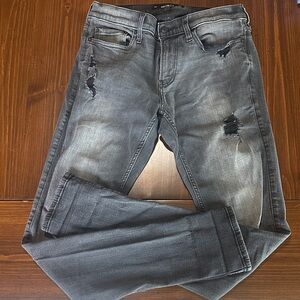 Hollister Stacked Skinny Men's Distressed Grey/Black Skinny Jeans